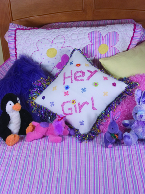 (image for) Learn to Stitch Hey Girl Pillow - Click Image to Close